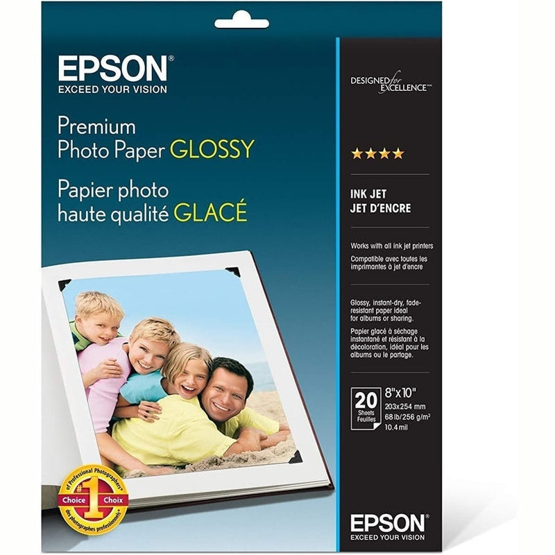 Epson Premium Photo Paper, Glossy, Various Quantities and Sizes