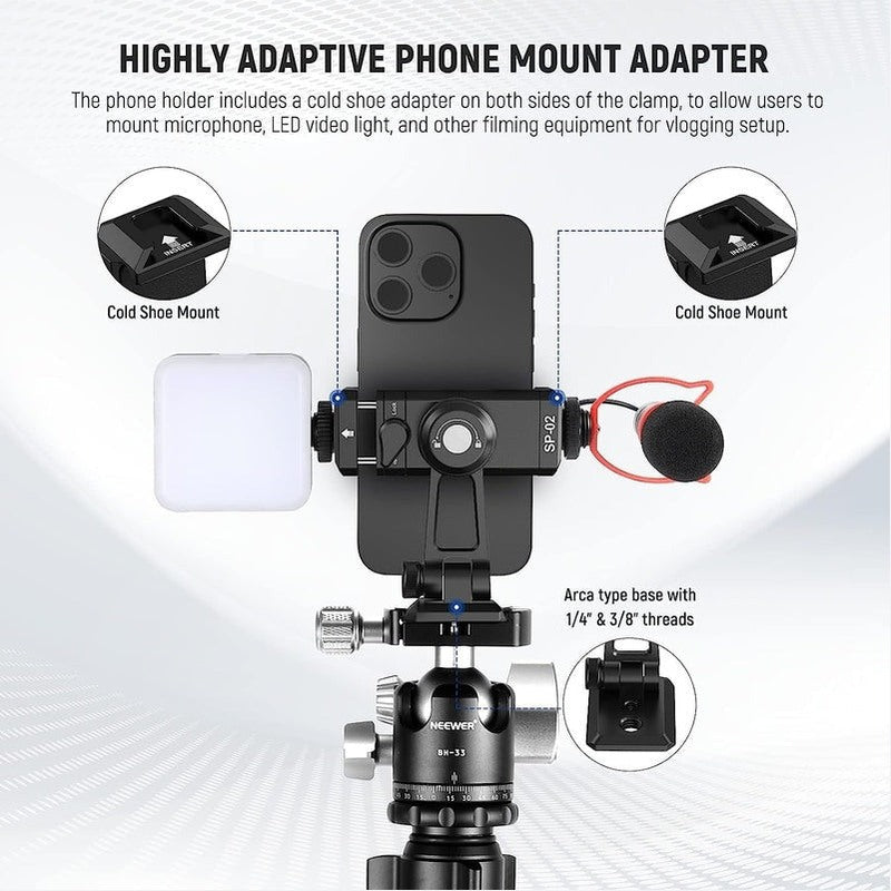 Neewer SP-02 Smartphone Tripod Mount Adapter w/Arca QR Base