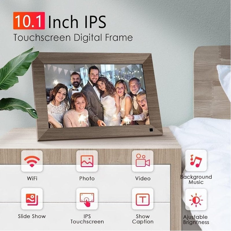 Digital Photo Frame 10.1" WiFi Touch Screen w/16GB Storage, Wall Mountable