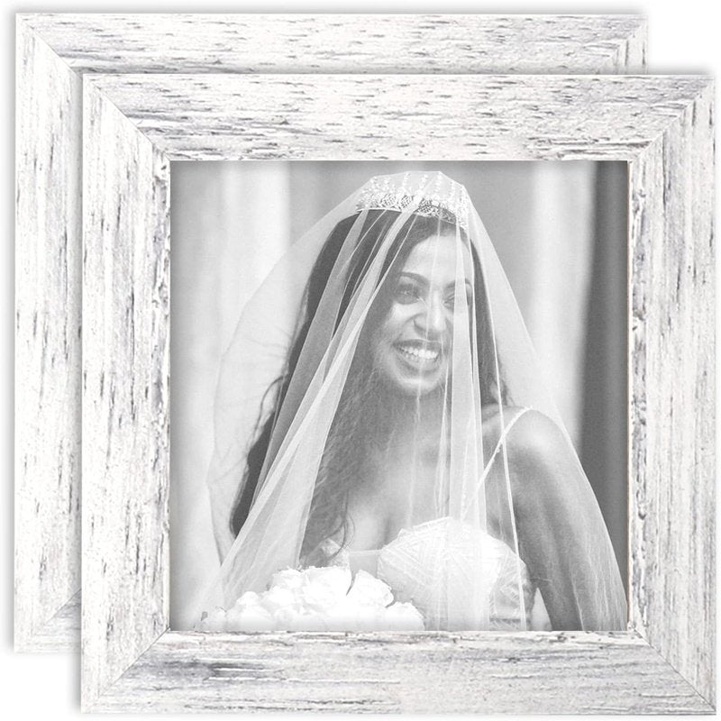 Set of 2 Distressed Wood Grain Photo Frames