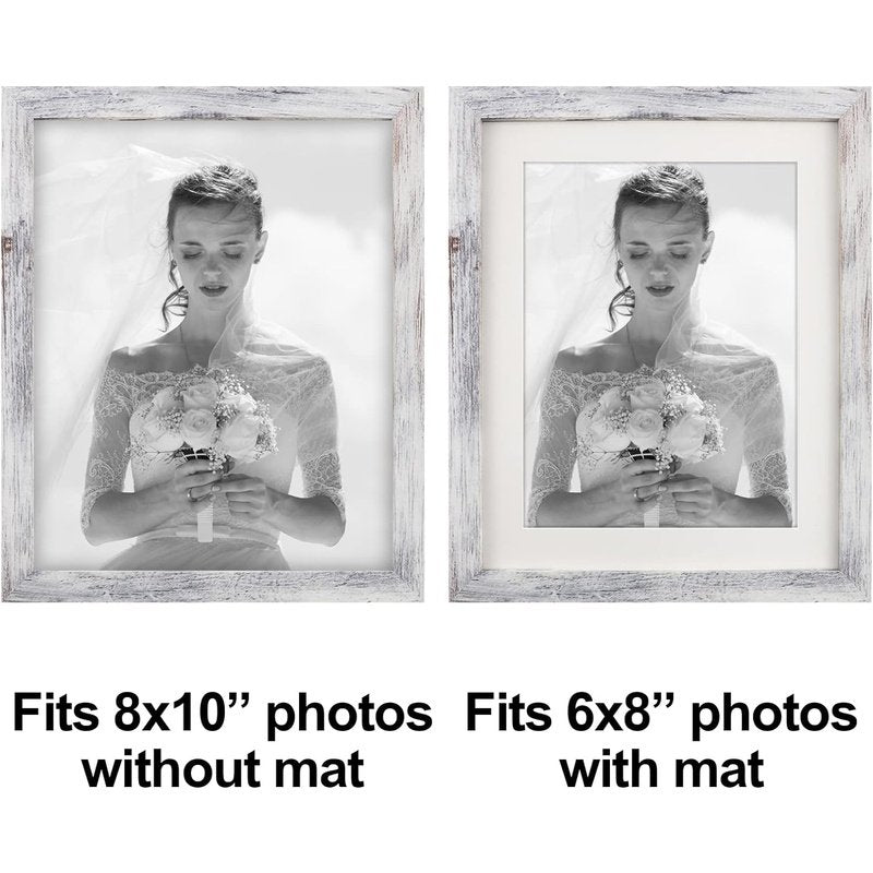 Set of 2 Distressed Wood Grain Photo Frames