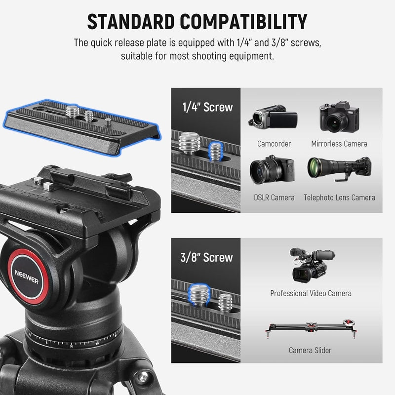 Neewer 74" Pro Video Tripod with Fluid Head, TP74