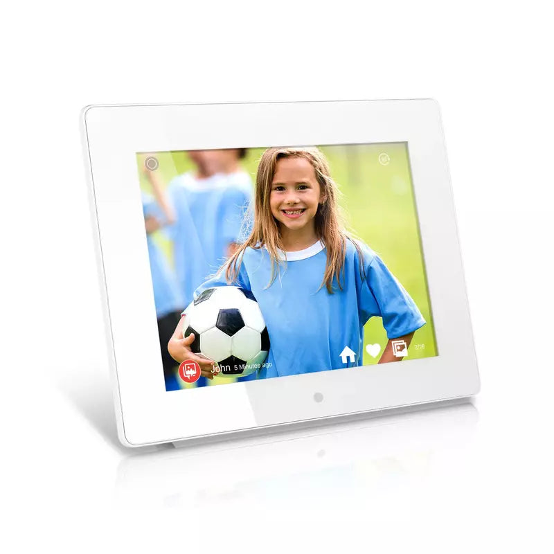 Aluratek 8 Inch WiFi Digital Photo Frame w/Touchscreen LCD Display, 16GB Built-in Memory, White