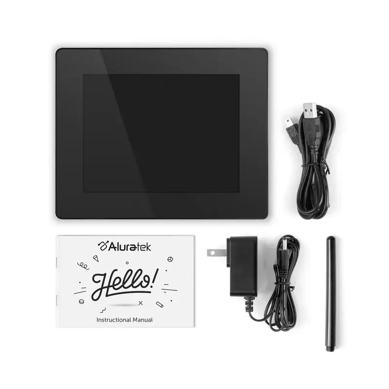 Aluratek 8 Inch WiFi Digital Photo Frame w/Touchscreen LCD Display, 16GB Built-in Memory, Black