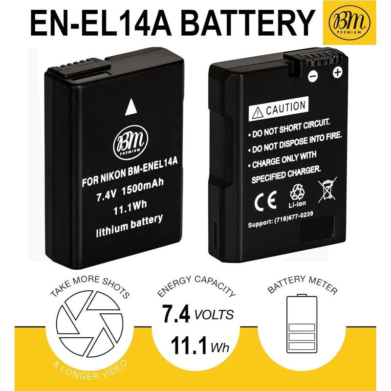 BM Premium EN-EL14a Batteries and Dual Charger