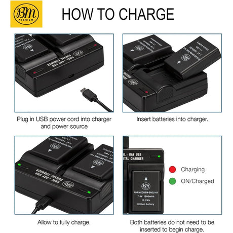 BM Premium EN-EL14a Batteries and Dual Charger