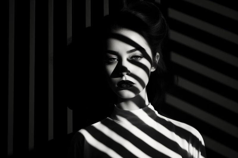 Lady on Black background with diagonal lighting