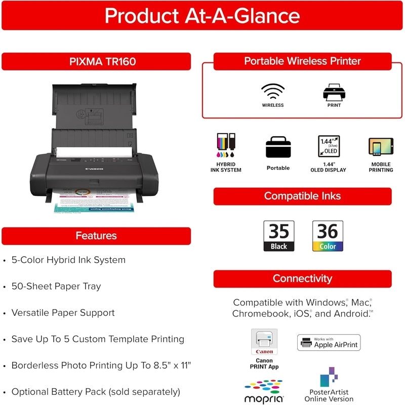 Canon PIXMA TR160 Wireless Portable Printer