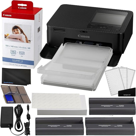 Canon SELPHY CP1500 Compact Photo Printer Super Bundle, Black