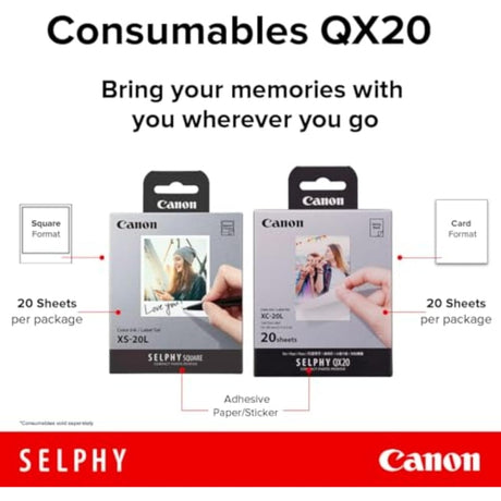 Canon SELPHY Square Printer Color Ink/Label Set XS-20L or XC-20/60L