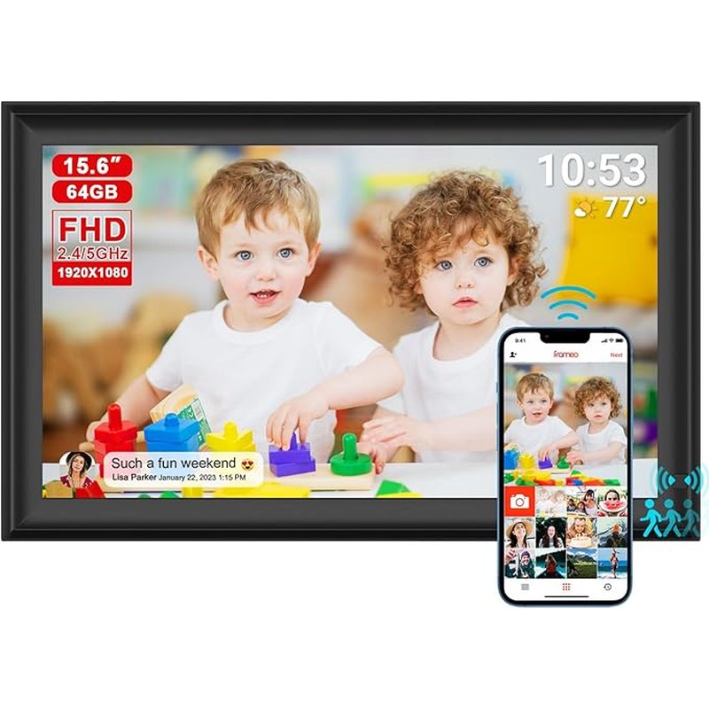 Digital Photo Frame, WiFi, LCD Touch Screen, Auto-Rotate, Built in Memory