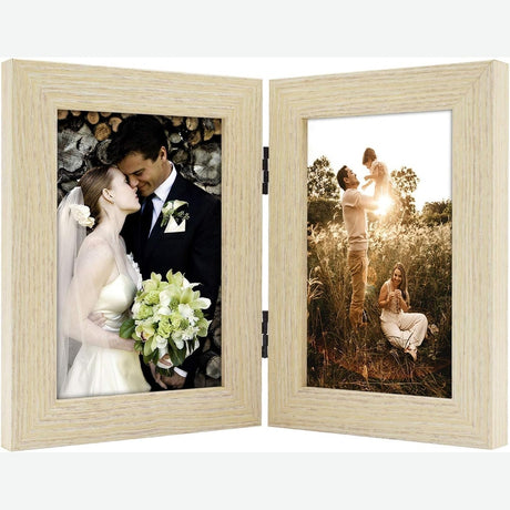 Double Vertical Hinged Photo Frame with Real Glass