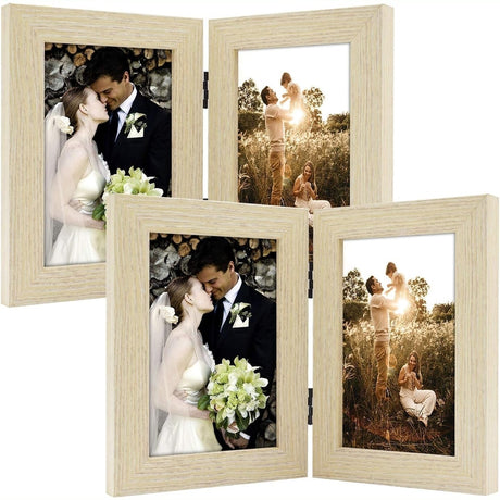 Double Vertical Hinged Photo Frame with Real Glass