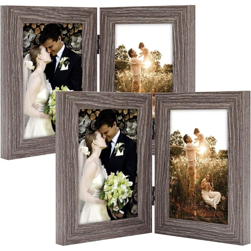 Double Vertical Hinged Photo Frame with Real Glass