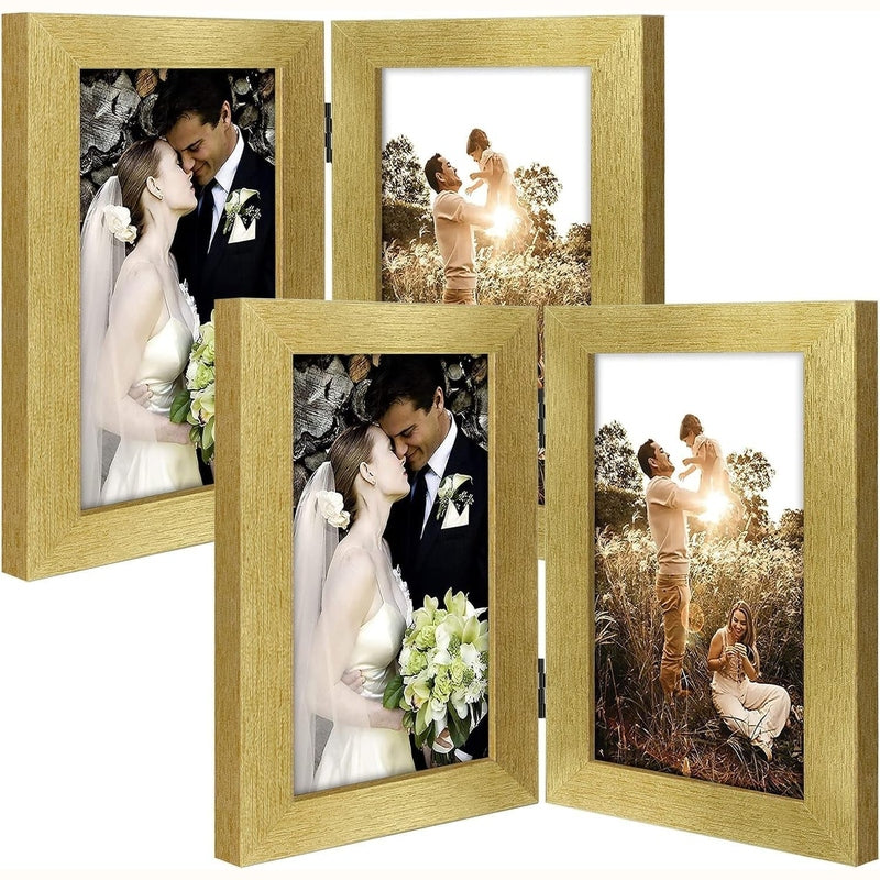 Double Vertical Hinged Photo Frame with Real Glass