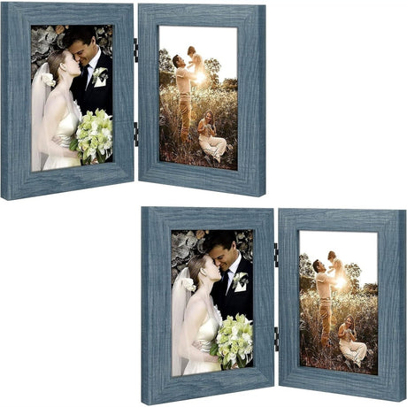 Double Vertical Hinged Photo Frame with Real Glass