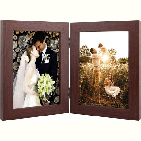 Double Vertical Hinged Photo Frame with Real Glass