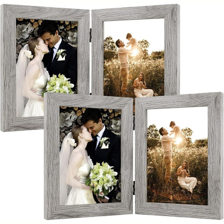 Double Vertical Hinged Photo Frame with Real Glass