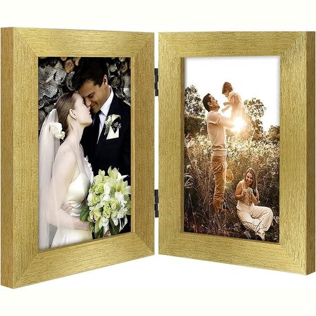 Double Vertical Hinged Photo Frame with Real Glass