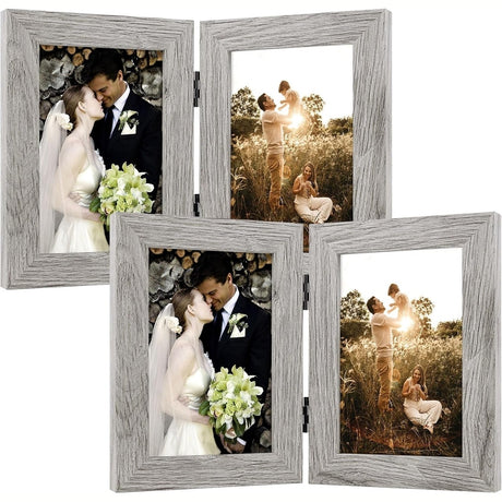 Double Vertical Hinged Photo Frame with Real Glass