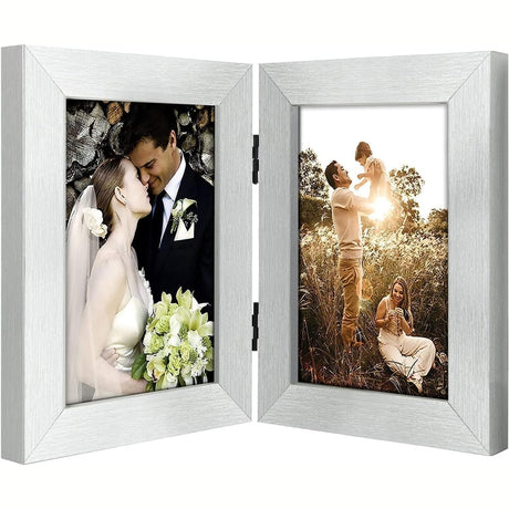 Double Vertical Hinged Photo Frame with Real Glass