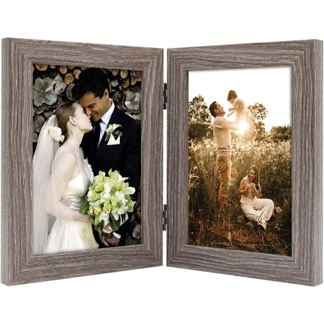 Double Vertical Hinged Photo Frame with Real Glass