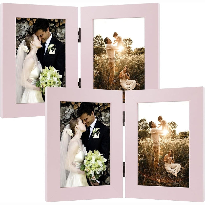 Double Vertical Hinged Photo Frame with Real Glass