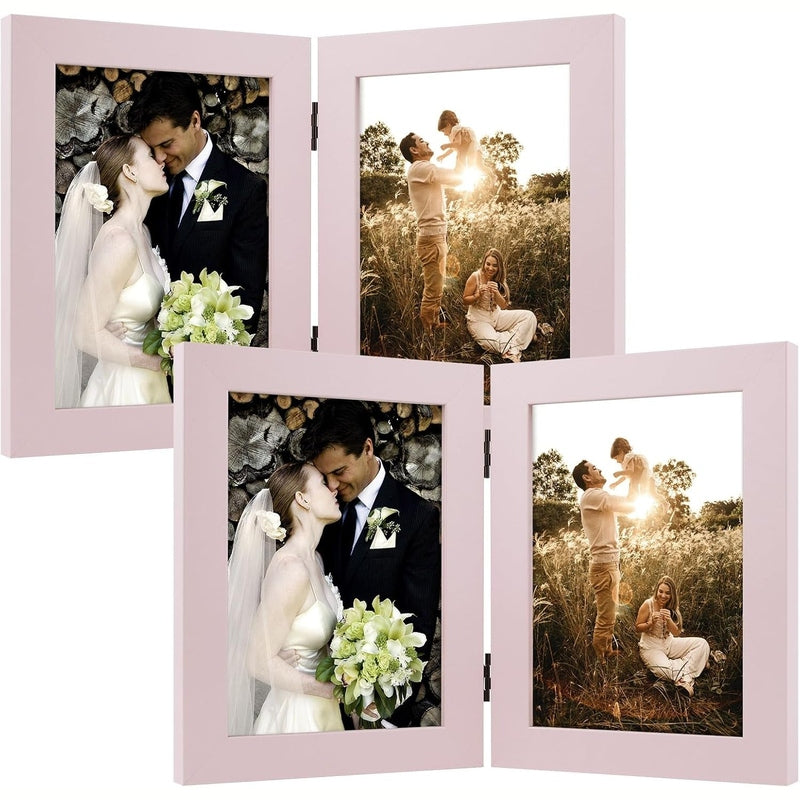 Double Vertical Hinged Photo Frame with Real Glass