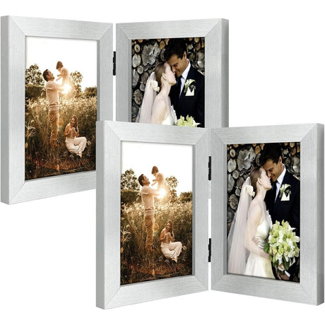 Double Vertical Hinged Photo Frame with Real Glass