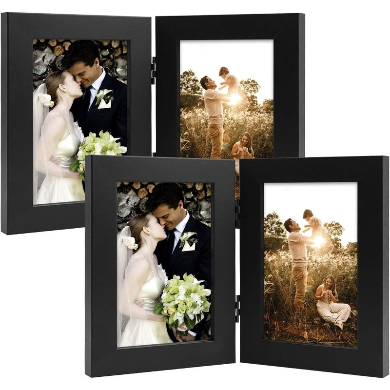 Double Vertical Hinged Photo Frame with Real Glass