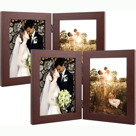 Double Vertical Hinged Photo Frame with Real Glass