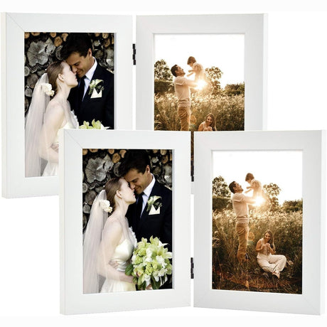 Double Vertical Hinged Photo Frame with Real Glass