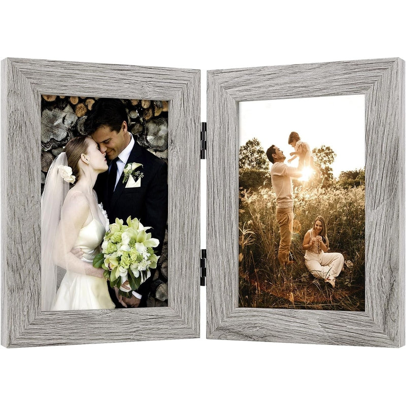 Double Vertical Hinged Photo Frame with Real Glass