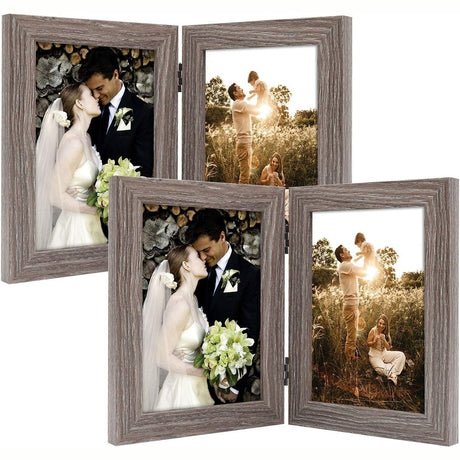 Double Vertical Hinged Photo Frame with Real Glass