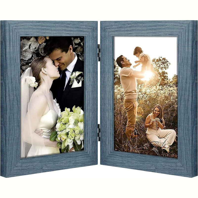 Double Vertical Hinged Photo Frame with Real Glass