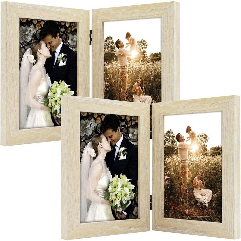 Double Vertical Hinged Photo Frame with Real Glass