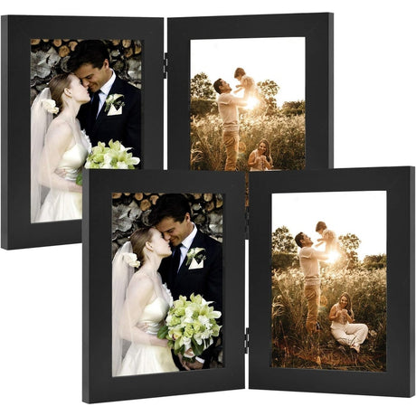 Double Vertical Hinged Photo Frame with Real Glass