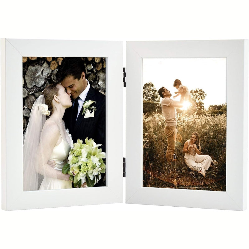 Double Vertical Hinged Photo Frame with Real Glass