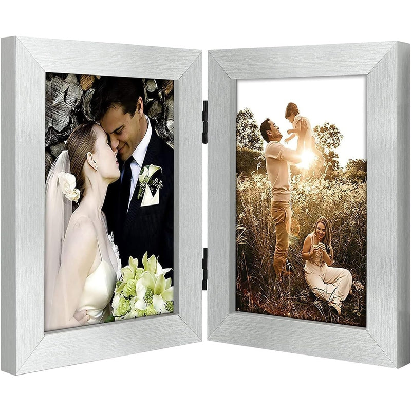 Double Vertical Hinged Photo Frame with Real Glass