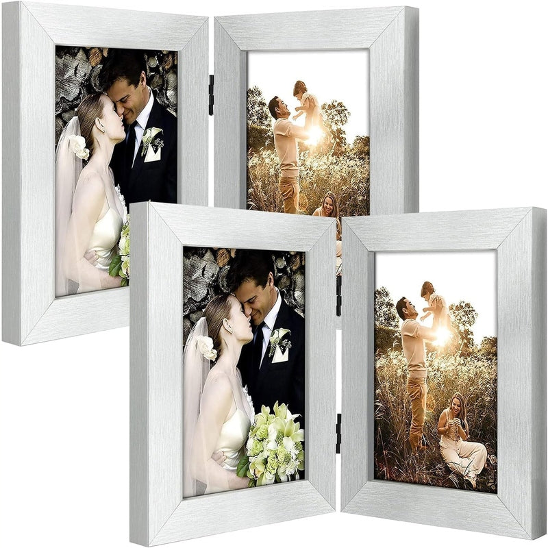 Double Vertical Hinged Photo Frame with Real Glass