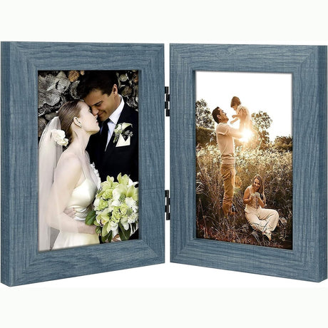 Double Vertical Hinged Photo Frame with Real Glass