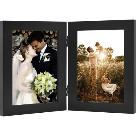 Double Vertical Hinged Photo Frame with Real Glass