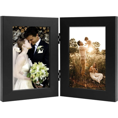 Double Vertical Hinged Photo Frame with Real Glass