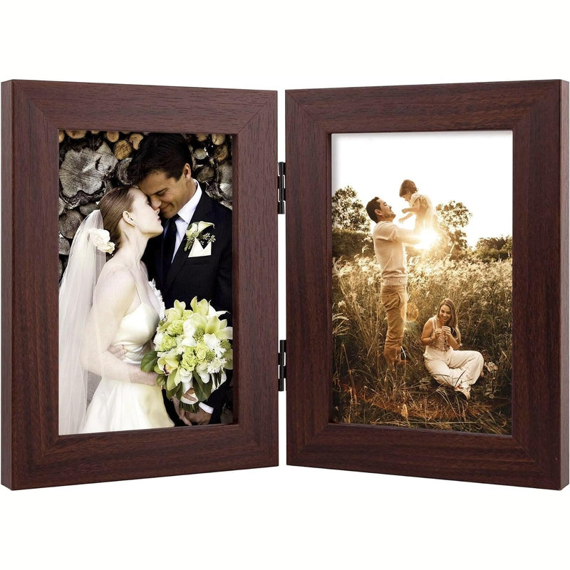 Double Vertical Hinged Photo Frame with Real Glass