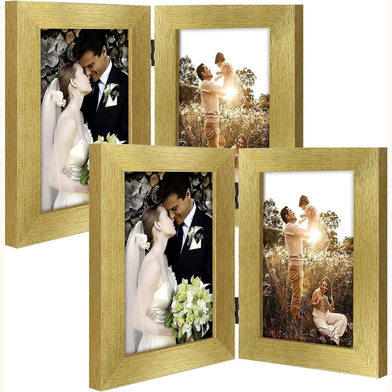 Double Vertical Hinged Photo Frame with Real Glass