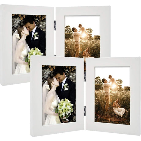 Double Vertical Hinged Photo Frame with Real Glass