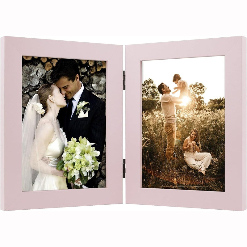 Double Vertical Hinged Photo Frame with Real Glass