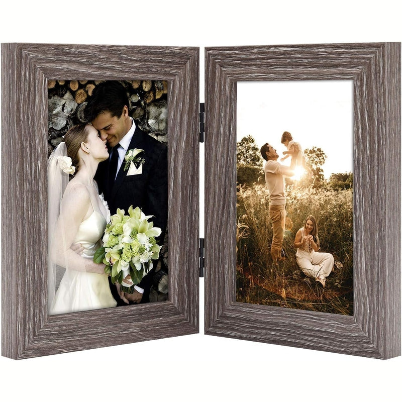 Double Vertical Hinged Photo Frame with Real Glass