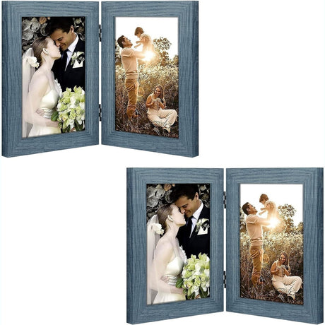 Double Vertical Hinged Photo Frame with Real Glass