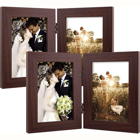 Double Vertical Hinged Photo Frame with Real Glass